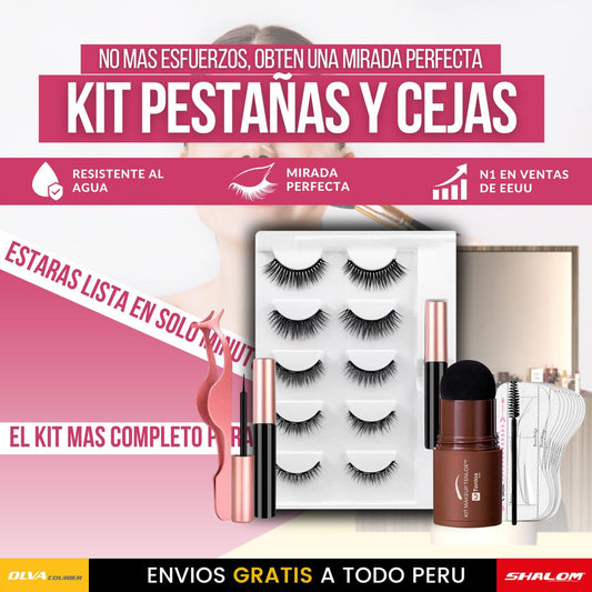 KIT PESTAÑAS MAGICA + 2 DELINEADORES + KIT SOMBRA CEJAS F2