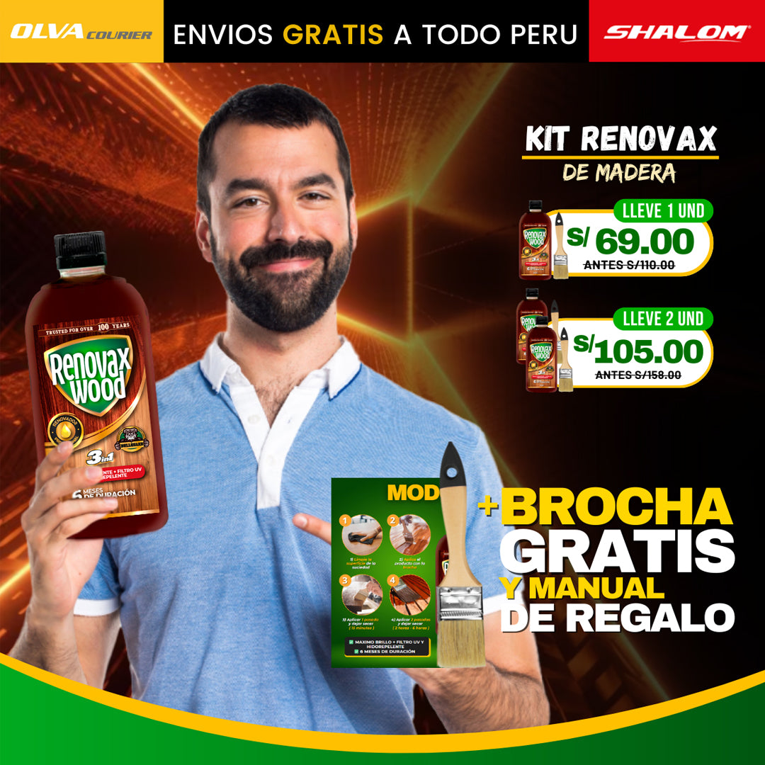 KIT RENOVAX MADERA + BROCHA + MANUAL DE USO F6