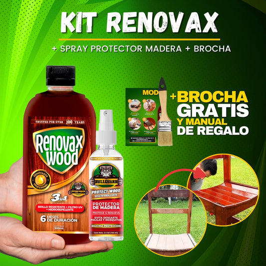 KIT RENOVAX MADERA + SPRAY PROTECTOR + BROCHA + MANUAL DE USO T7