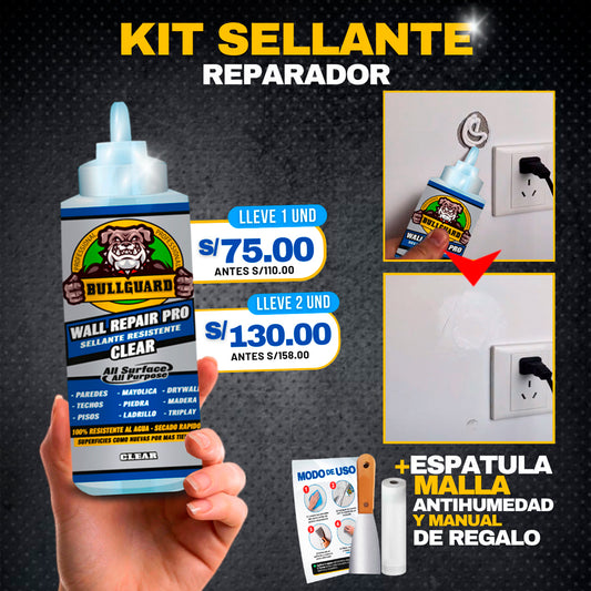 KIT SELLANTE REPARADOR + ESPATULA + MALLA ANTIHUMEDAD F8
